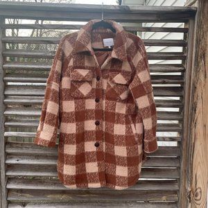 Greylin Plaid Jacket (size: XS - copper/dusty pink)